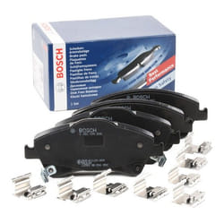 BOSCH 0 986 494 932 Brake pad set Low-Metallic with acoustic wear warning with anti-squeak plate with spring TOYOTA: Auris Hatchback