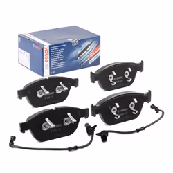 Brake pad set; BOSCH; Low-Metallic with piston clip, with anti-squeak plate; for AUDI; 4H0698151E, 4H0698151H, 4H0698151L, 4H ...