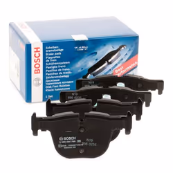 Brake pad set; BOSCH; Low-Metallic with piston clip, with anti-squeak plate; for BMW; 34206799813, 34216850570, 34218855007