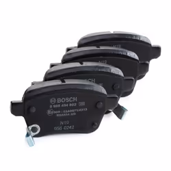 BOSCH 0 986 494 802 Brake pad set Low-Metallic with acoustic wear warning with anti-squeak plate FIAT: 500L, Tipo Hatchback, Tipo Estate