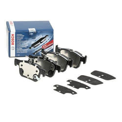 BOSCH 0 986 494 839 Brake pad set Low-Metallic with acoustic wear warning with anti-squeak plate FORD: Mondeo 5 Limousine, Galaxy Mk3 MPV