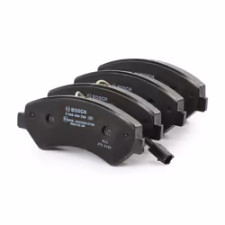 Brake pad set; BOSCH; Low-Metallic with integrated wear sensor with anti-squeak plate, with mounting manual; for PEUGEOT, FIA ...