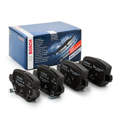 BOSCH 0 986 424 895 Brake pad set Low-Metallic with acoustic wear warning with anti-squeak plate, with mounting manual VAUXHALL: Mokka / Mokka X