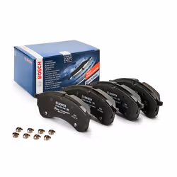 Brake pad set; BOSCH; Low-Metallic with anti-squeak plate, with mounting manual with spring; for VOLKSWAGEN, MAN, VW; 2N06981 ...