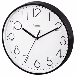 Hama 4047443207517, Wall, Analog clock, Round, Black, White, Plastic, Adults