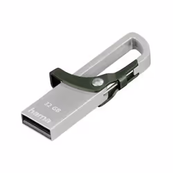 Hama "HOOK-STYLE",, 32 GB, USB Type-A, 2.0, 15 MB/s, Capless, Green, Metallic