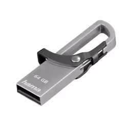 Hama "Hook-Style", 64 GB, USB Type-A, 2.0, 15 MB/s, Capless, Grey