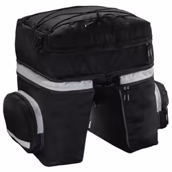 Hama Bicycle Pannier Bag for Luggage Carrier, 3 parts, black, Rear, Bicycle bag, Polyester, Black, 40 L, 470 mm