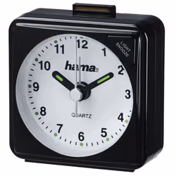 Hama A50, Quartz alarm clock, Black, Analog, White, AA Mignon, 56 mm