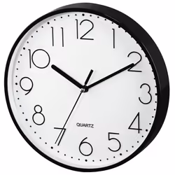 Hama PG-220, Wall, Quartz clock, Circle, Black, White, Plastic, Glass