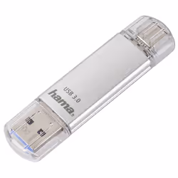 Hama C-Laeta, 256 GB, USB Type-A / USB Type-C, 3.2 Gen 1 (3.1 Gen 1), 70 MB/s, Cap, Silver