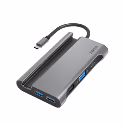 Hama 00200102, USB 3.2 Gen 1 (3.1 Gen 1) Type-C, 60 W, 10,100,1000 Mbit/s, Anthracite, Grey, HDMI, RJ-45, USB 3.2 Gen 1 (3.1 ...