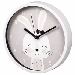 Hama Lovely Bunny Quartz clock Circle Grey, White