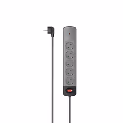 Hama 00223056, 1.5 m, Indoor, Type F, Angled, Black, Grey, 5 AC outlet(s)