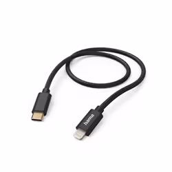Hama Fabric, 1.5 m, Lightning, USB C, Male, Male, Black