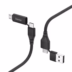 Hama 00201537, 1.5 m, USB A/USB C, USB C/Micro-USB B, USB 2.0, 0.48 Gbit/s, Black