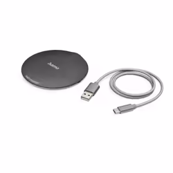 Hama QI-FC10 Metal, Indoor, USB, Wireless charging, 1 m, Black, Silver