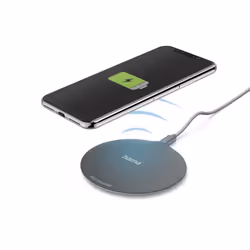 Hama QI-FC10 Metal Mobile phone, Smartphone Black, Silver USB Wireless charging Fast charging Indoor