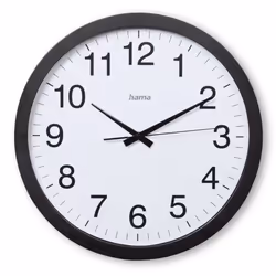 Hama Aruba, Wall, Quartz clock, Circle, Black, White, Plastic, Glass