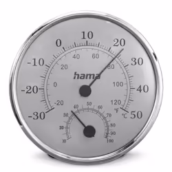 Hama Saipan, Indoor, F, °C, -30 - 50 °C, Analog, -20 - 120 °F, Grey, Silver