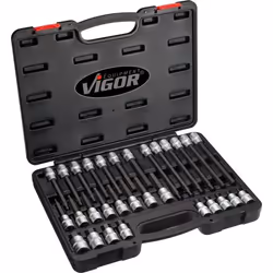 Vigor V1919, Socket set, 1/2", Metric, 30 head(s), 5,6,7,8,10,11,12,13,14,17,19 mm