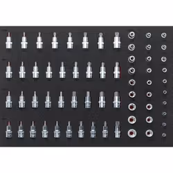Vigor V2837, Socket set, 1/4+3/8+1/2", Metric, 64 head(s), 5,6,7,8,10,12,14,17,19 mm, 1/2,1/4,3/8"