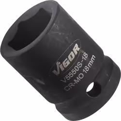 Vigor V5550S-18, Socket, 1/2", Metric, 1 head(s), 18 mm, Matt