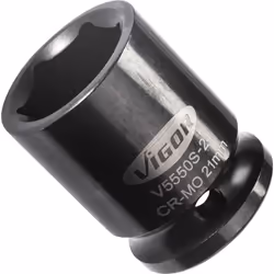 Vigor V5550S-21, Socket, 1/2", Metric, 1 head(s), 21 mm, Gloss