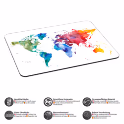 Gaming and Office Mouse Mat 350 x 260 mm with Stitched Edges and Non-Slip Base, Color World 35 x 26 cm