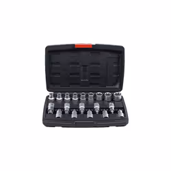 BGS Diy 95100 | Bit Socket / Socket Set | 12.5 mm (1/2") Drive | T-Star (for Torx) / E-Type | 19 pcs.