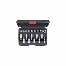 BGS Diy 95100 | Bit Socket / Socket Set | 12.5 mm (1/2") Drive | T-Star (for Torx) / E-Type | 19 pcs.