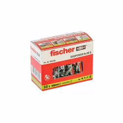 FISCHER DUOPOWER S Wall Plugs + Screws - 8x40 Box Of 50 - 555108