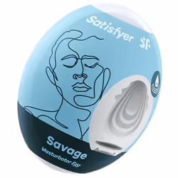 Satisfyer Masturbator Egg Single (Savage), Egg masturbator, Neutral, White, Thermoplastic elastomer (TPE), 52.3 mm, 68.5 mm