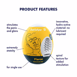 Satisfyer Masturbator Egg Single (Fierce) Egg masturbator White Thermoplastic elastomer (TPE)