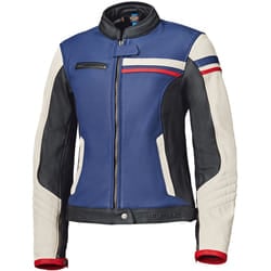 Held Midway Ladies Motorcycle Leather Jacket, white-red-blue, Size 34 for Women