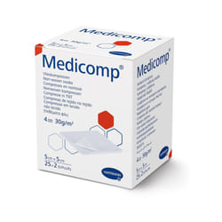 MEDICOMP kompresy z wÅÃ³kniny JAÅOWE 4-warstwowe 5 x 5cm 50 sztuk HARTMANN