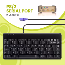 PERIBOARD-409P Wired PS2 Mini Keyboard, Black, UK Layout