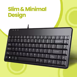 PERIBOARD-409P Wired PS2 Mini Keyboard, Black, UK Layout