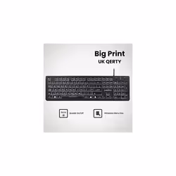 Perixx Periboard-317 Wired USB White LED Backlit Keyboard, Big Print Illuminated Keys, UK QWERTY, Black