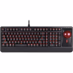 Perixx PERIBOARD-322 Large Trackball Mechanical Keyboard - 55 mm Trackball, Tilt Scrolling Wheel, 2 Hubs,RGB Backlit,US Engli ...