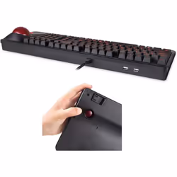 Perixx PERIBOARD-322 Large Trackball Mechanical Keyboard - 55 mm Trackball, Tilt Scrolling Wheel, 2 Hubs,RGB Backlit,US English Layout