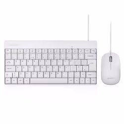 PERIDUO-212 Wired Mini Keyboard and Mouse Combo with 12 Multimedia Keys, White, UK Layout