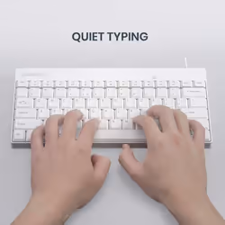 PERIDUO-212 Wired Mini Keyboard and Mouse Combo with 12 Multimedia Keys, White, UK Layout