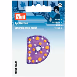 Prym Kids Letter Patch Motif Letter D - Lilac & Multicoloured - each