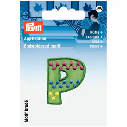 Prym Kids Letter Patch Motif Letter P - Green & Multicoloured - each