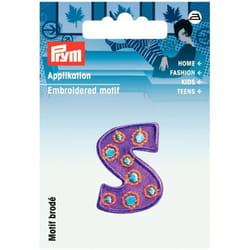 Prym Kids Letter Patch Motif  Letter S - Lilac & Multicoloured - each