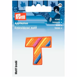 Prym Kids Letter Patch Motif Letter T - Orange & Multicoloured - each
