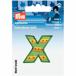Prym Kids Letter Patch Motif Letter X - Green & Multicoloured - each