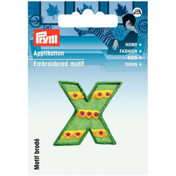 Prym Kids Letter Patch Motif  Letter X - Green & Multicoloured - each