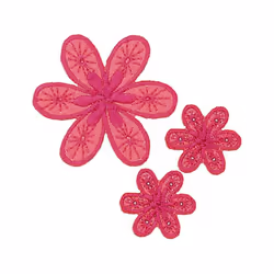 Prym Patch Motif Flowers Pink - per pack of 3